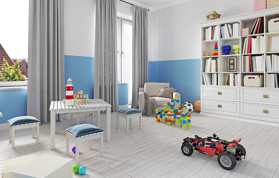 Children’s toys around living room