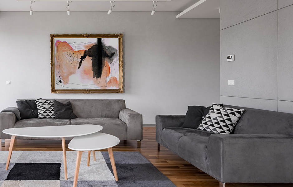 Two different sofas in living room